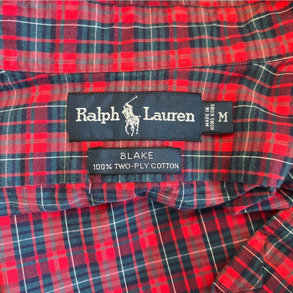 Ralph Lauren Blake 100% Two Ply Cotton Button Down Shirt Men’s Medium Plaid - Picture 4 of 12